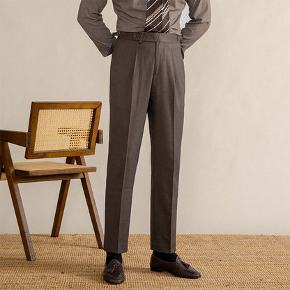 Classic Fit Pleated Trousers with Adjustable Waist - OutfitLondon