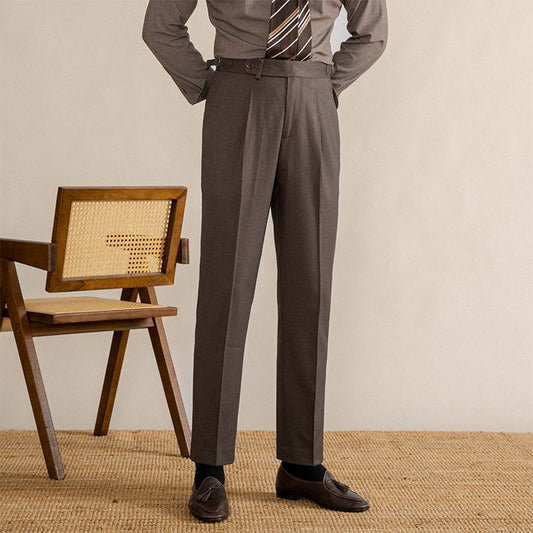Classic Fit Pleated Trousers with Adjustable Waist - OutfitLondon
