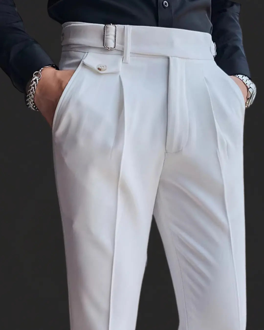 Comfort Fit Pants with Elastic Waistband - OutfitLondon