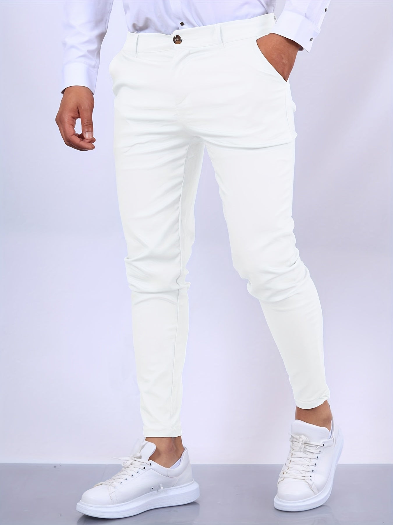 Slim Fit Polyester Dress Trousers - OutfitLondon