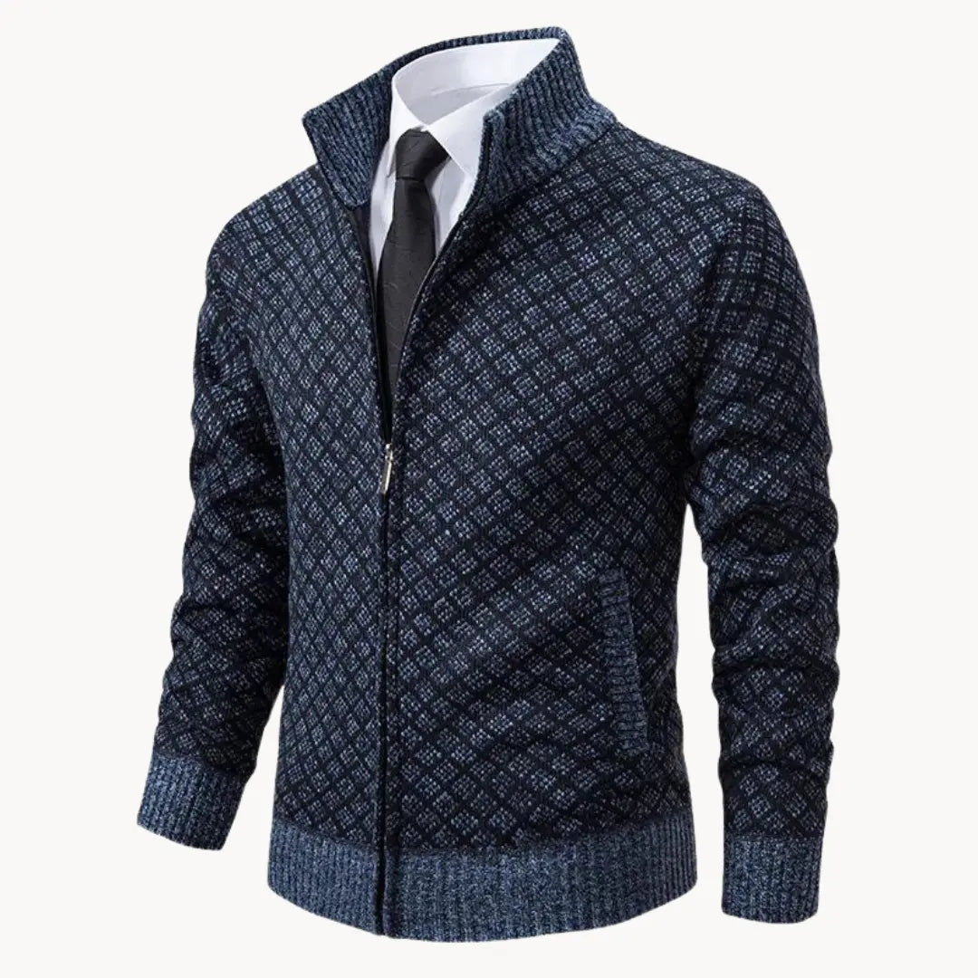 Men's Fashionable Printed Zipper Sweater Coat