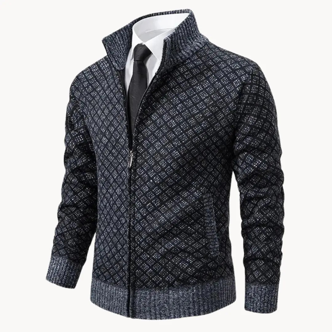 Men's Fashionable Printed Zipper Sweater Coat