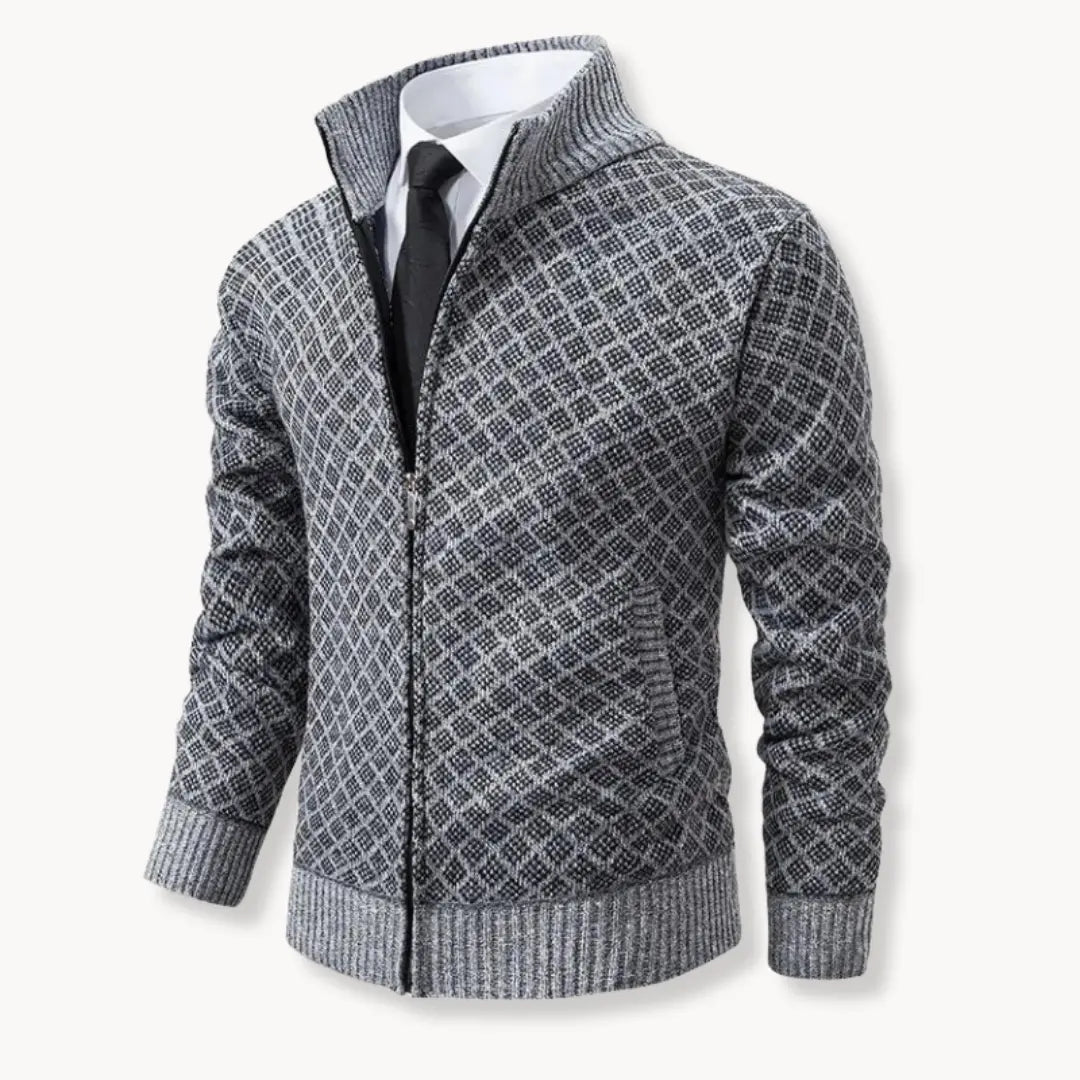 Men's Fashionable Printed Zipper Sweater Coat