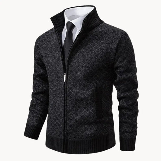 Stylish Men's Patterned Zip Up Sweater Coat - OutfitLondon