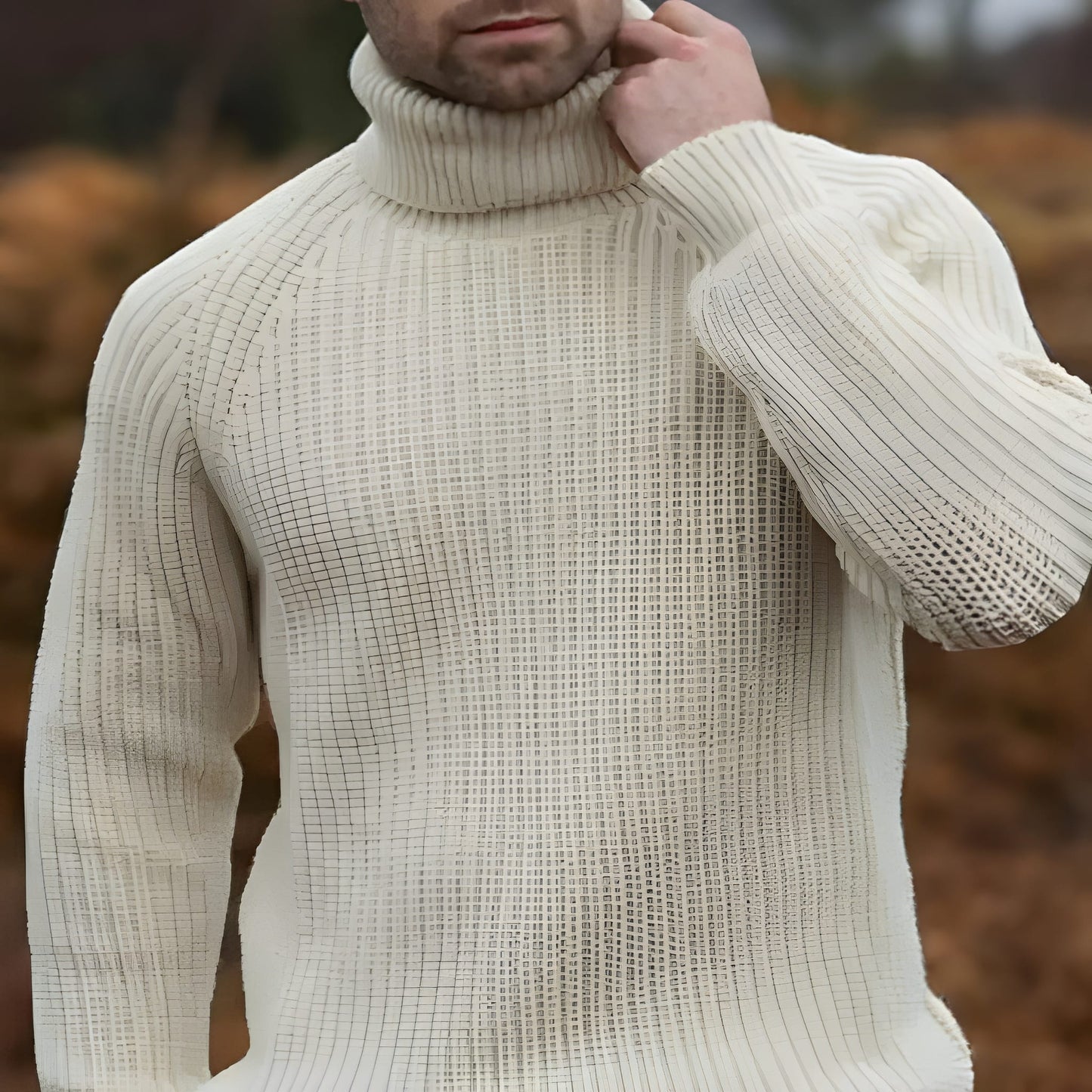 Thick Cable Knit Turtleneck Sweater