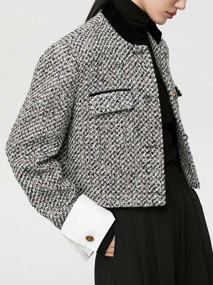 Stylish Textured Wool Cropped Jacket