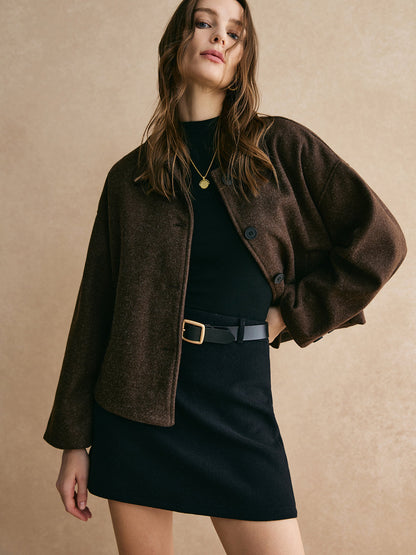 Classic Textured Button Down Coat