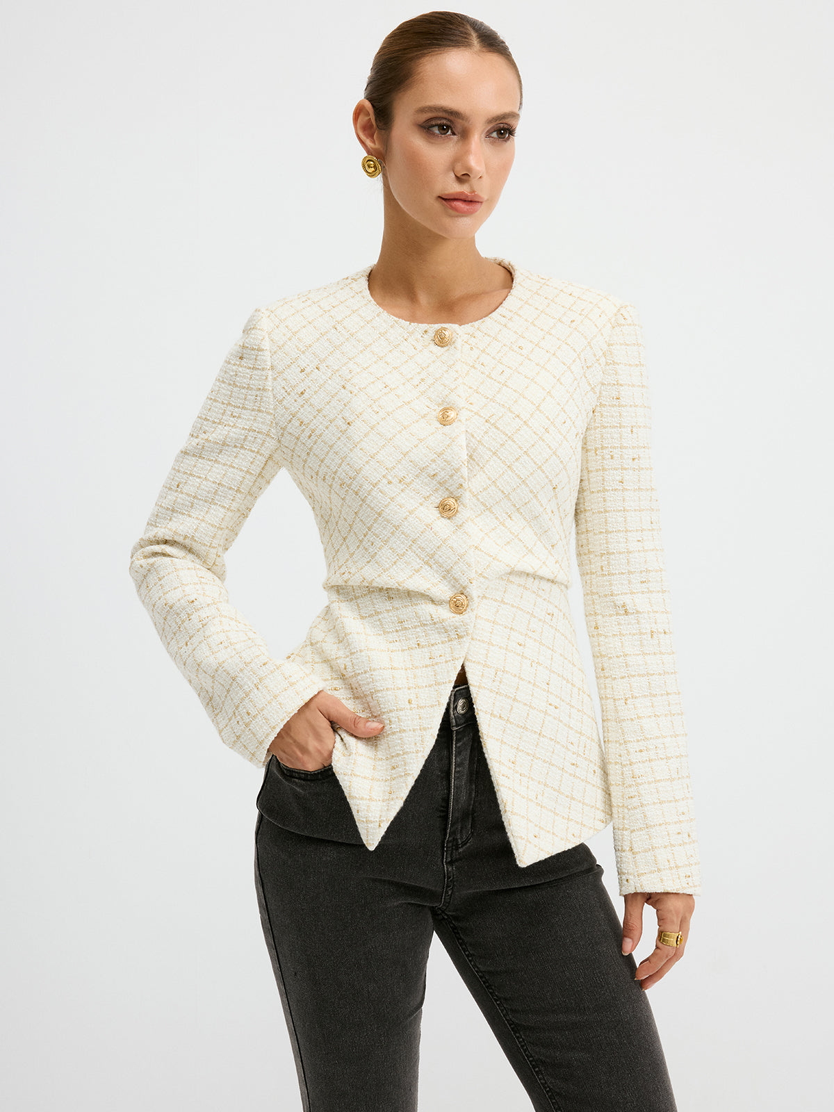 Classic Fit Tweed Blazer Jacket