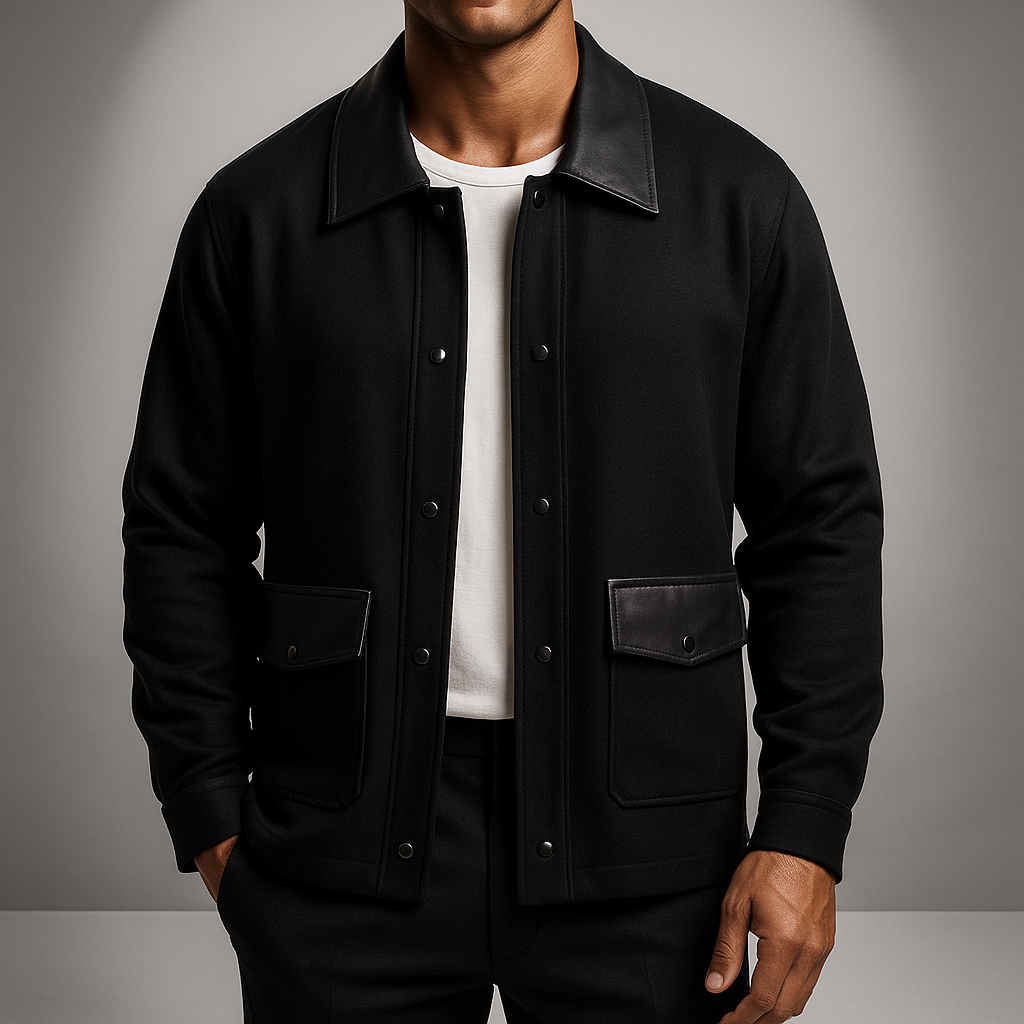 Men's Classic Dual Color Crew Neck Cardigan