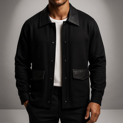 Men's Classic Dual Color Crew Neck Cardigan