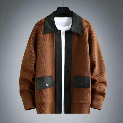Men's Classic Dual Color Crew Neck Cardigan