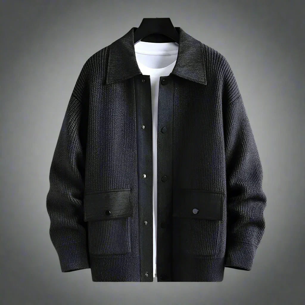 Men's Classic Dual Color Crew Neck Cardigan