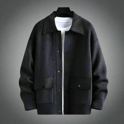 Men's Classic Dual Color Crew Neck Cardigan