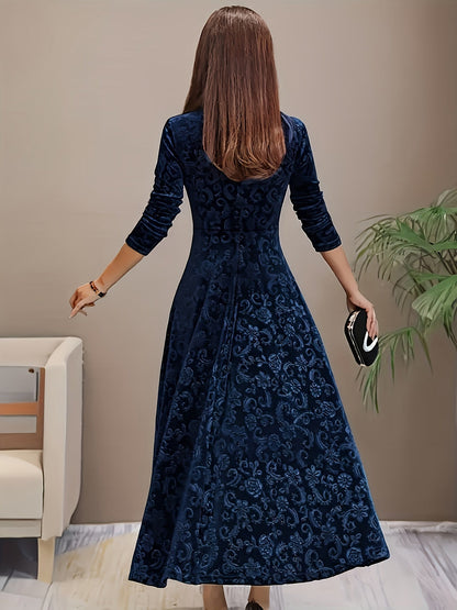 Elegant Ladies Square Neck Midi Dress