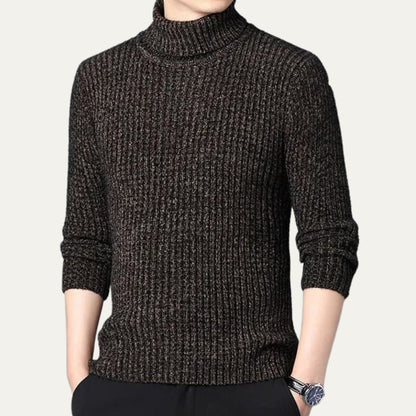 Warm Mens Cable Knit Turtleneck Sweater