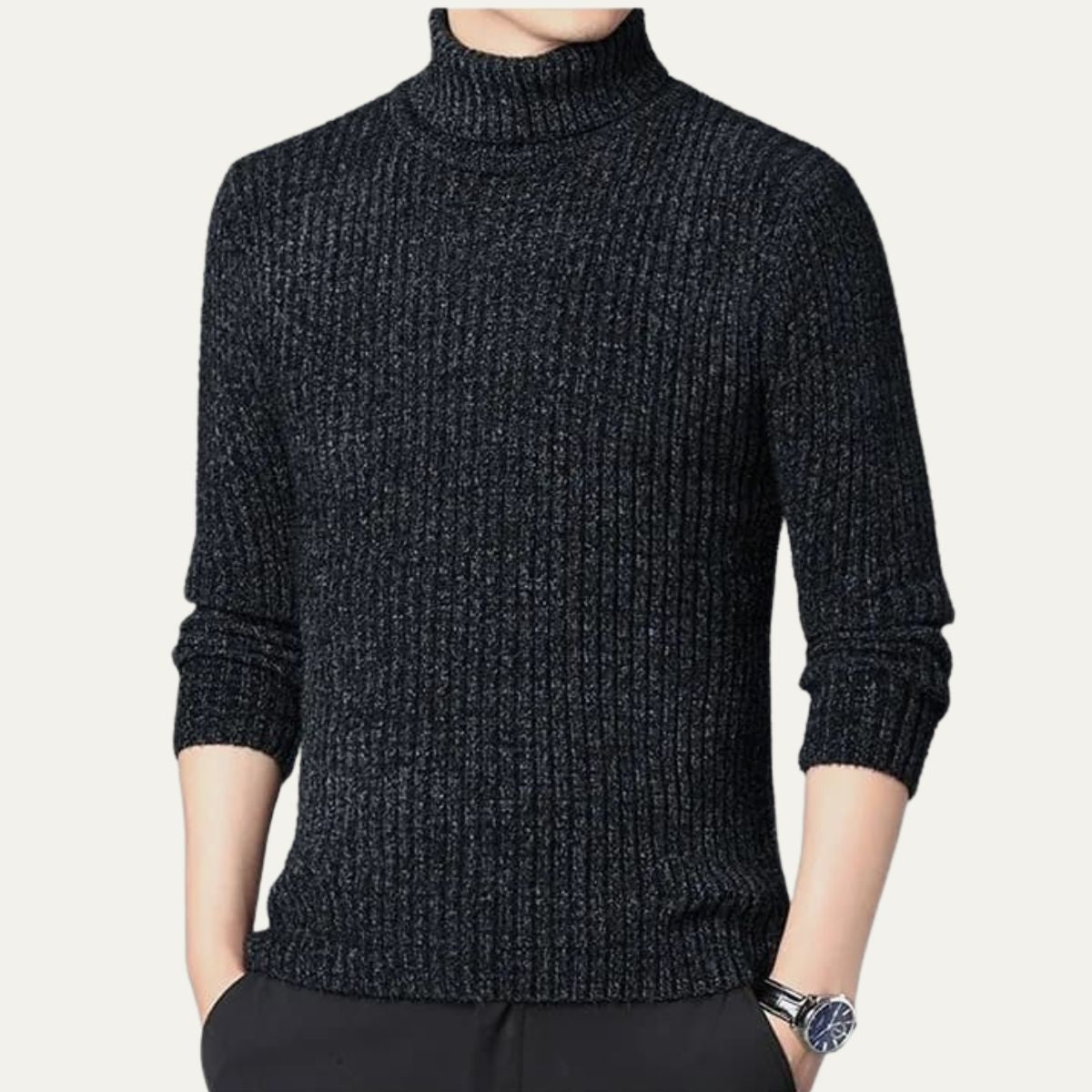 Warm Mens Cable Knit Turtleneck Sweater