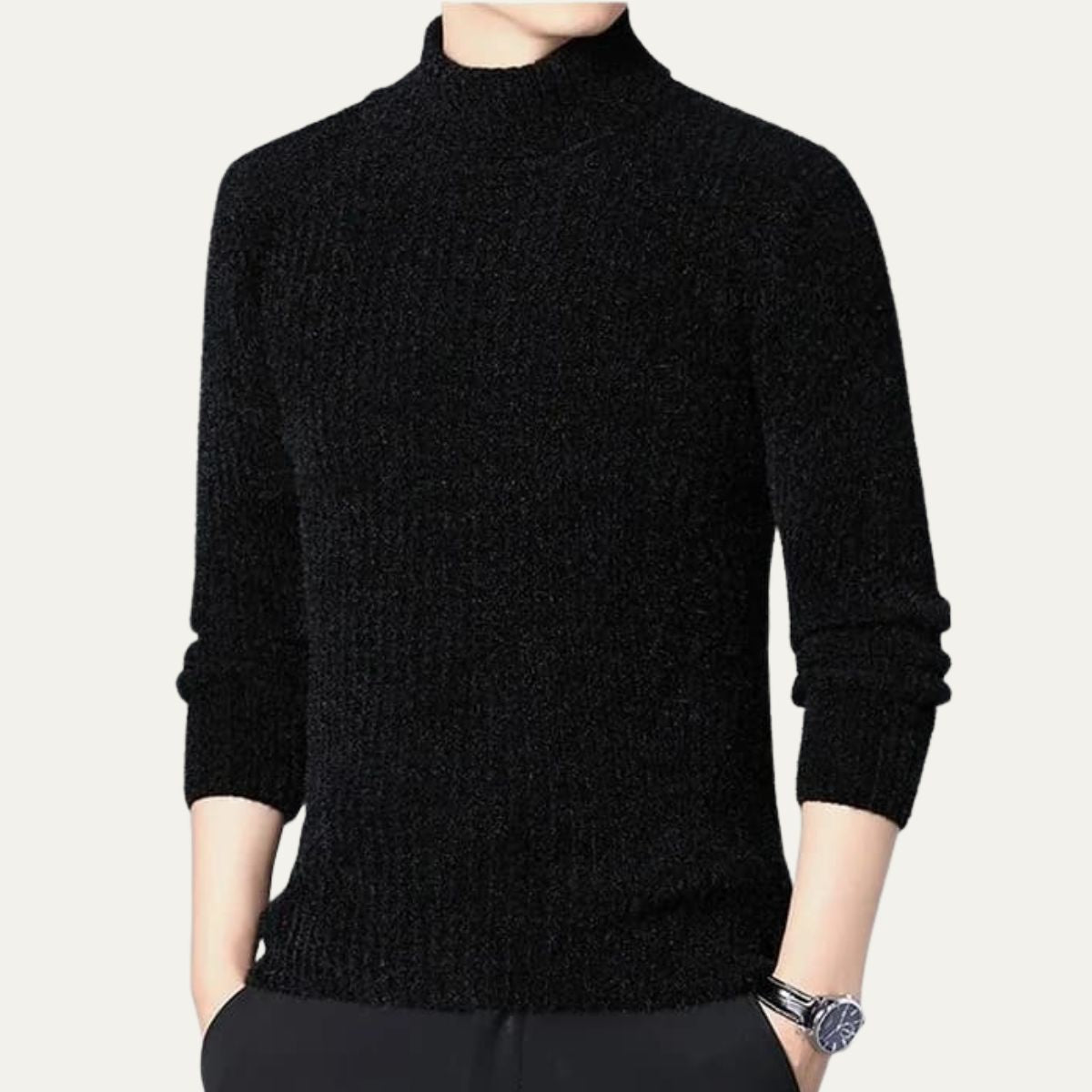 Warm Mens Cable Knit Turtleneck Sweater