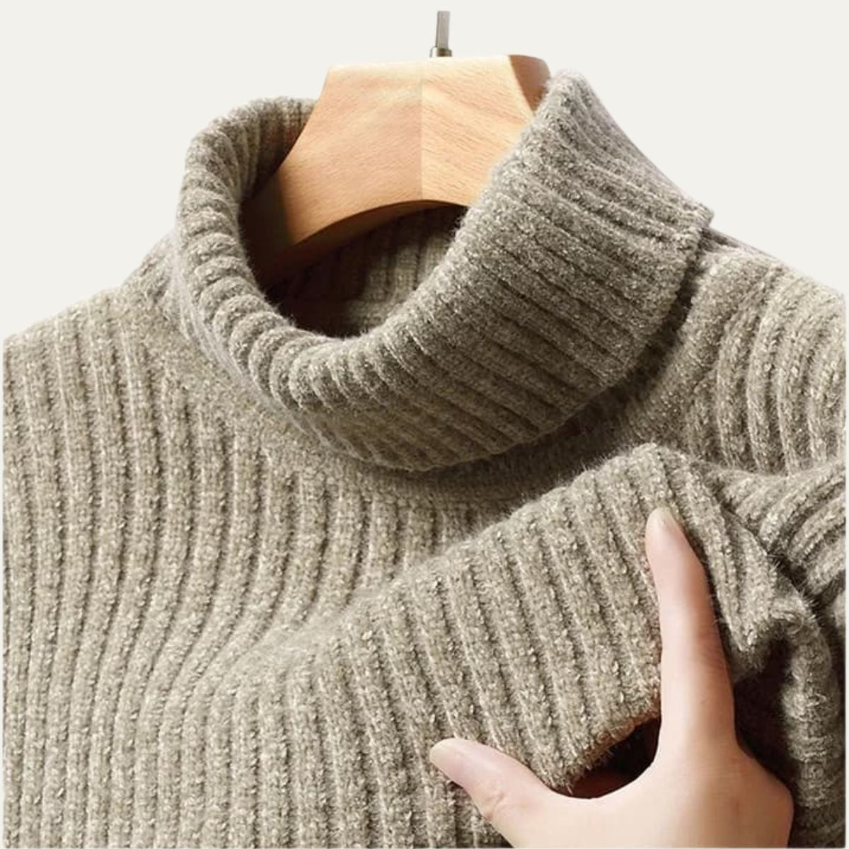 Warm Mens Cable Knit Turtleneck Sweater
