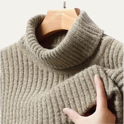 Warm Mens Cable Knit Turtleneck Sweater