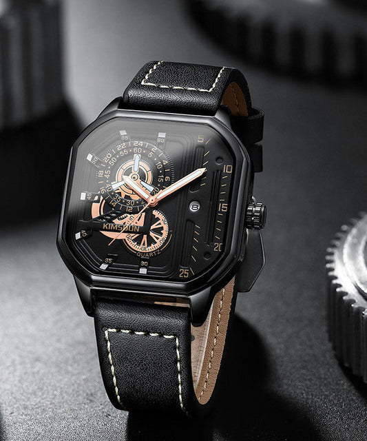 Women's Quartz Watch Black Leather - OutfitLondon