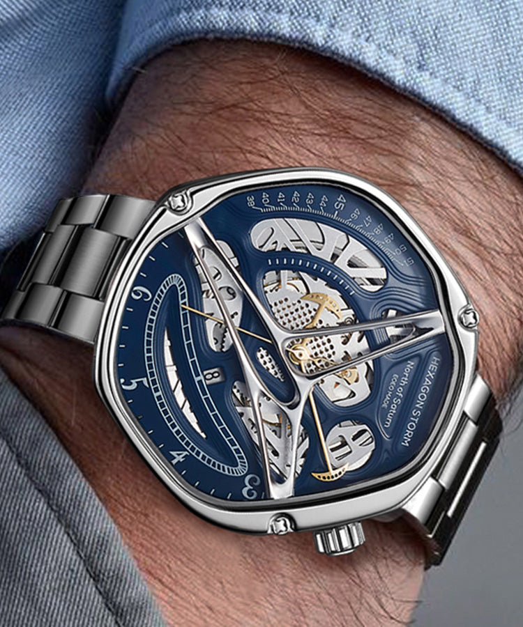Men's Automatic Watch Stainless Steel Blue Dial - OutfitLondon