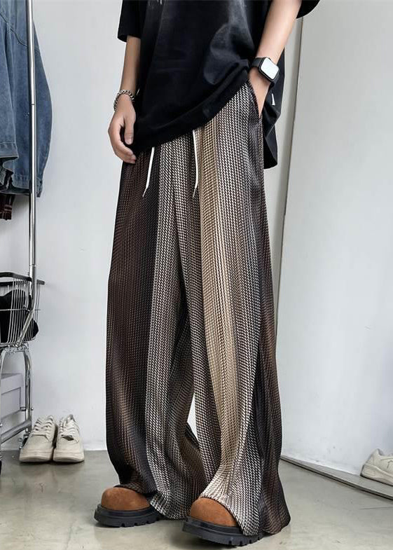 Men's Silk Wide Leg Pants Breathable Elastic Waist - OutfitLondon
