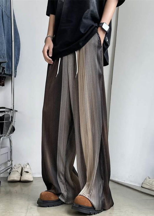 Men's Silk Wide Leg Pants Breathable Elastic Waist - OutfitLondon