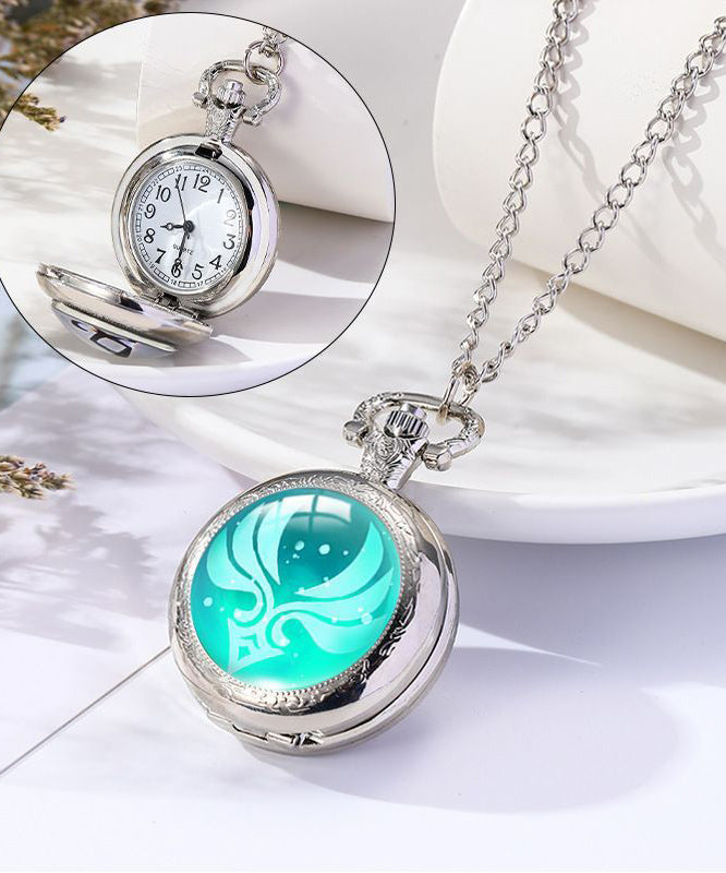 Women's Alloy Pocket Watch With Gemstones And Chain - OutfitLondon