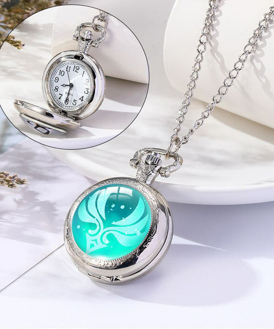 Women's Alloy Pocket Watch With Gemstones And Chain - OutfitLondon