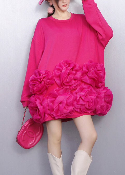 Women's Cotton Tea Dress Pink Floral Print - OutfitLondon