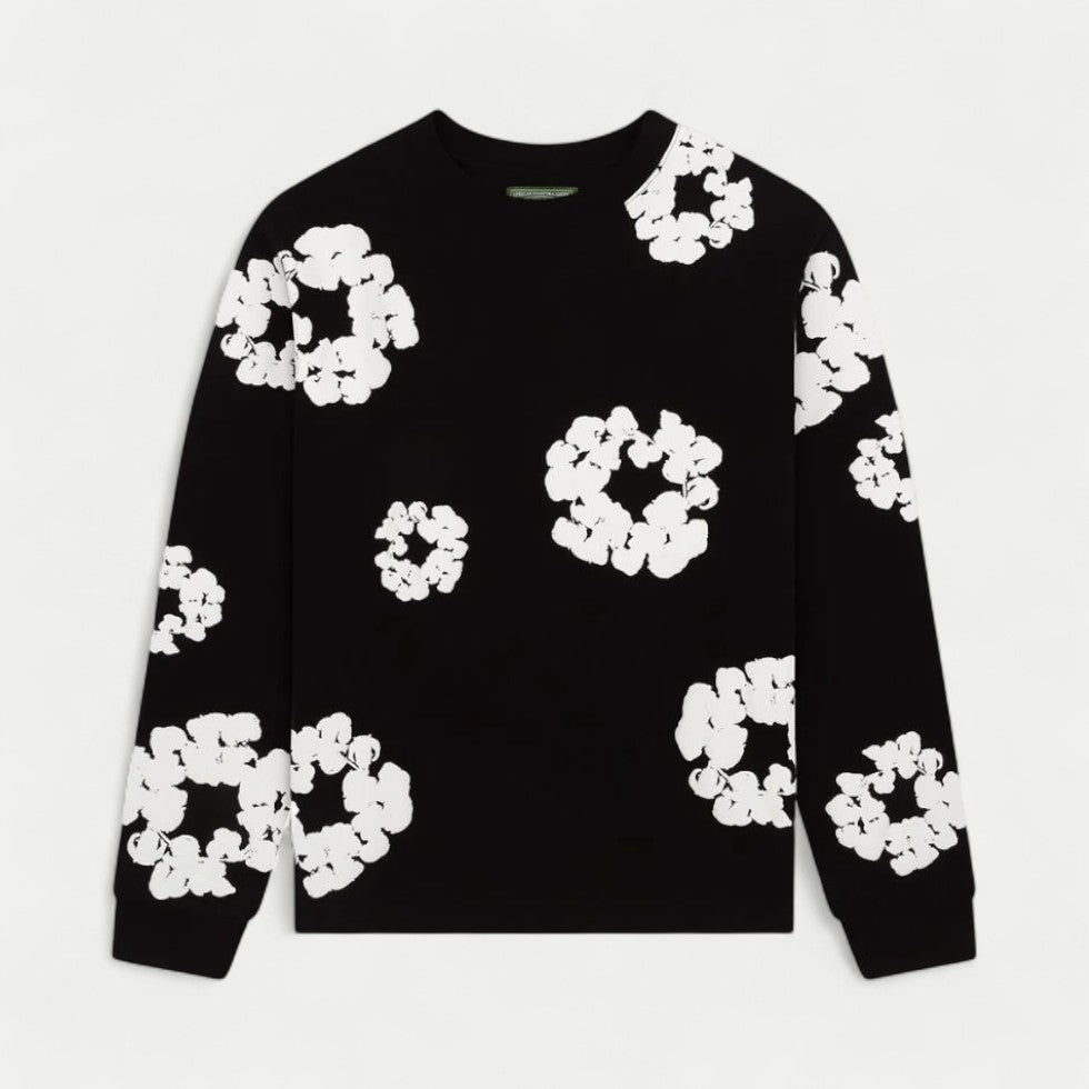 Ladies Casual Floral Crew Neck Sweater - OutfitLondon