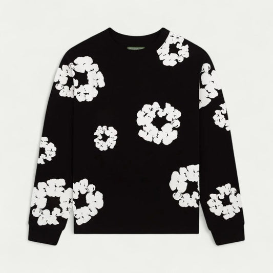 Ladies Casual Floral Crew Neck Sweater - OutfitLondon