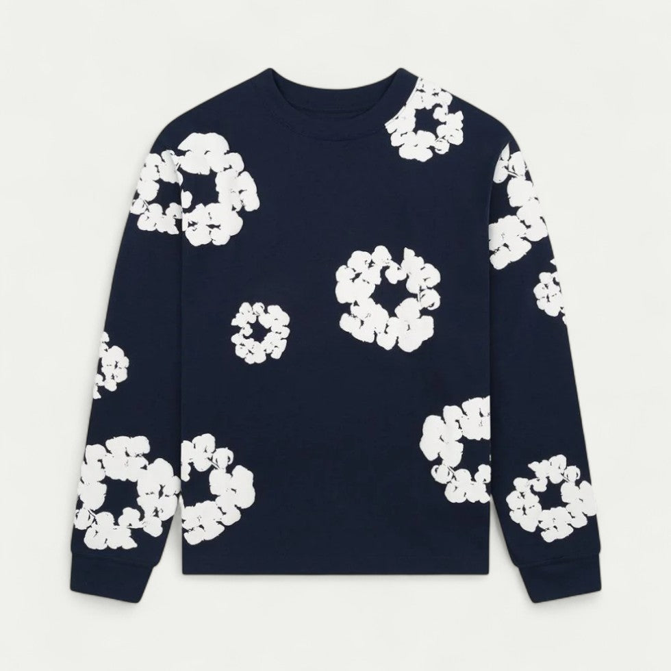 Ladies Casual Floral Crew Neck Sweater