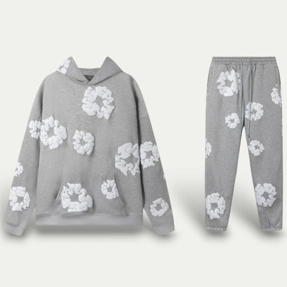 Comfortable Flower Pattern Hoodie Pajama Set - OutfitLondon