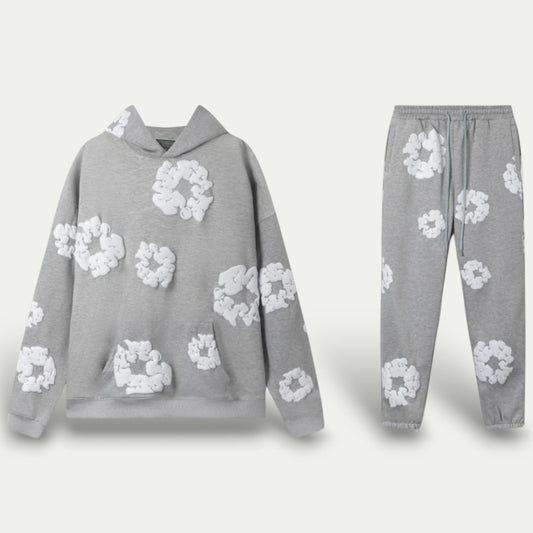 Comfortable Flower Pattern Hoodie Pajama Set - OutfitLondon