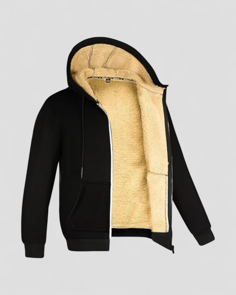 Soft Fleece Lined Zip Up Hooded Jacket - OutfitLondon
