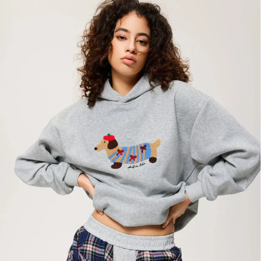 Relaxed Fit Funny Dog Graphic Hoodie - OutfitLondon