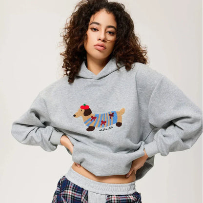 Relaxed Fit Funny Dog Graphic Hoodie - OutfitLondon