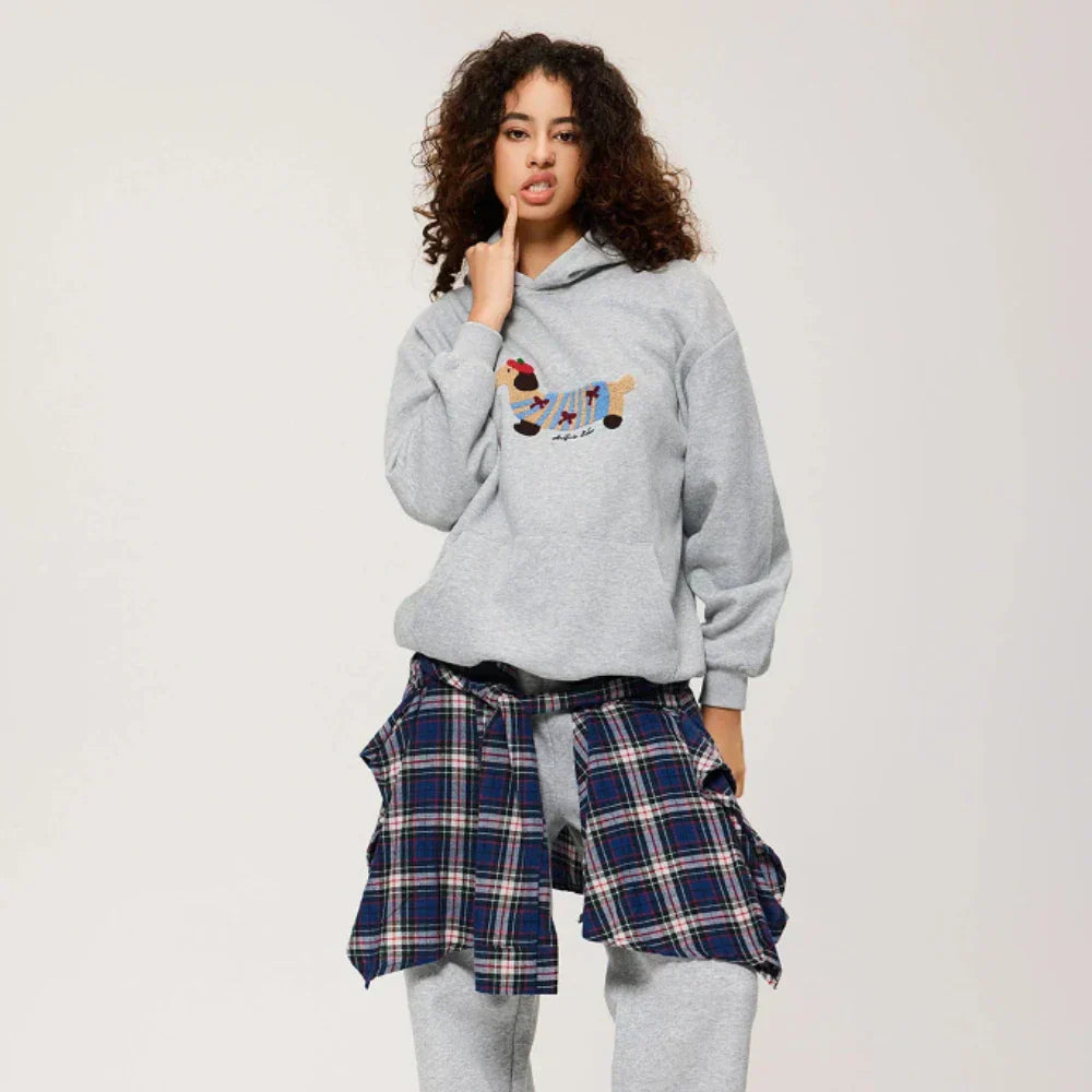 Relaxed Fit Funny Dog Graphic Hoodie