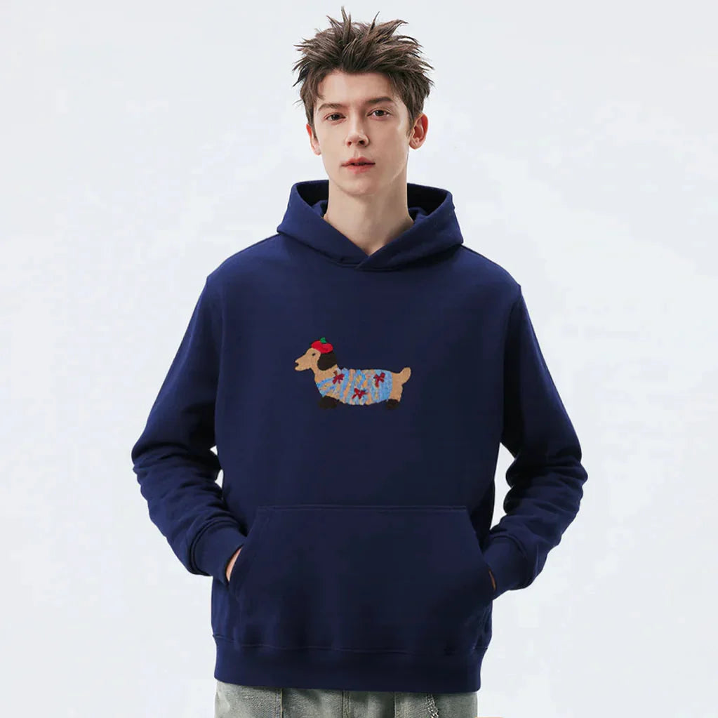 Relaxed Fit Funny Dog Graphic Hoodie