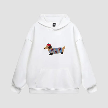 Relaxed Fit Funny Dog Graphic Hoodie