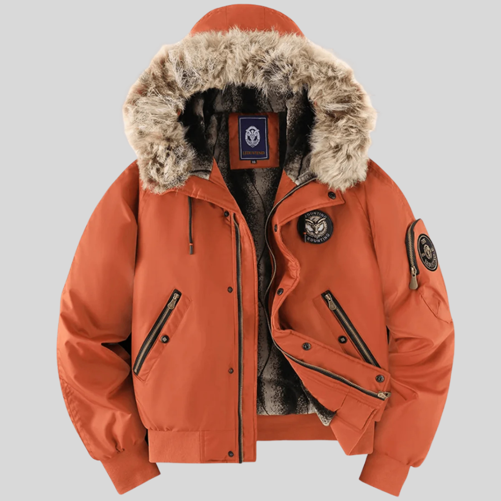 Quilted Puffer Jacket with Fake Fur Hood