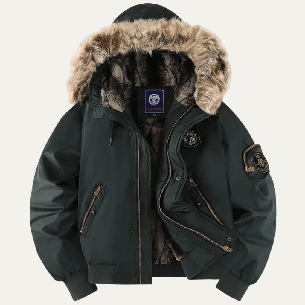 Warm Padded Mens Parka Jacket with Faux Fur Hood - OutfitLondon