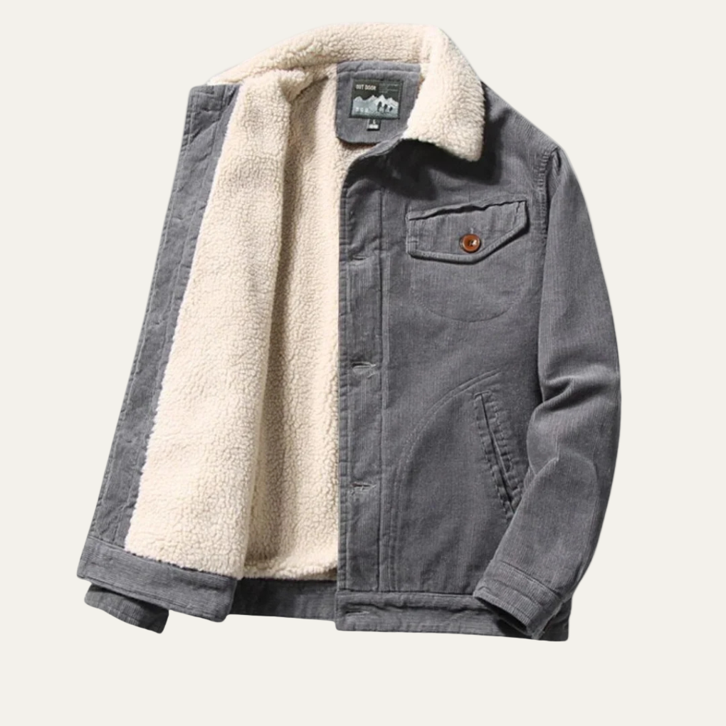 Warm Sherpa Lined Denim Trucker Jacket for Men - OutfitLondon