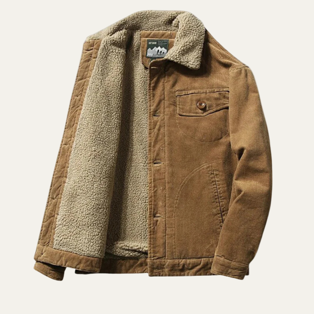 Warm Sherpa Lined Denim Trucker Jacket for Men