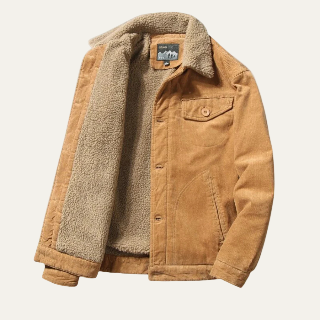 Warm Sherpa Lined Denim Trucker Jacket for Men