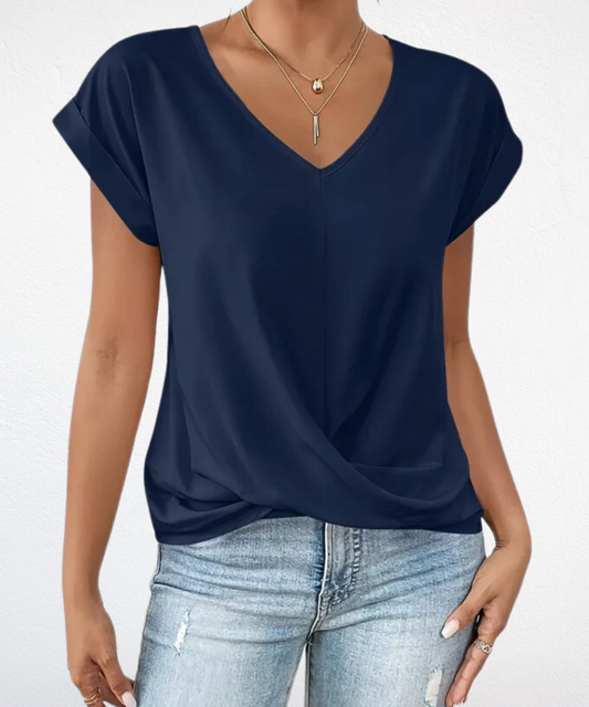 Chic V Neck Women's Casual Top - OutfitLondon