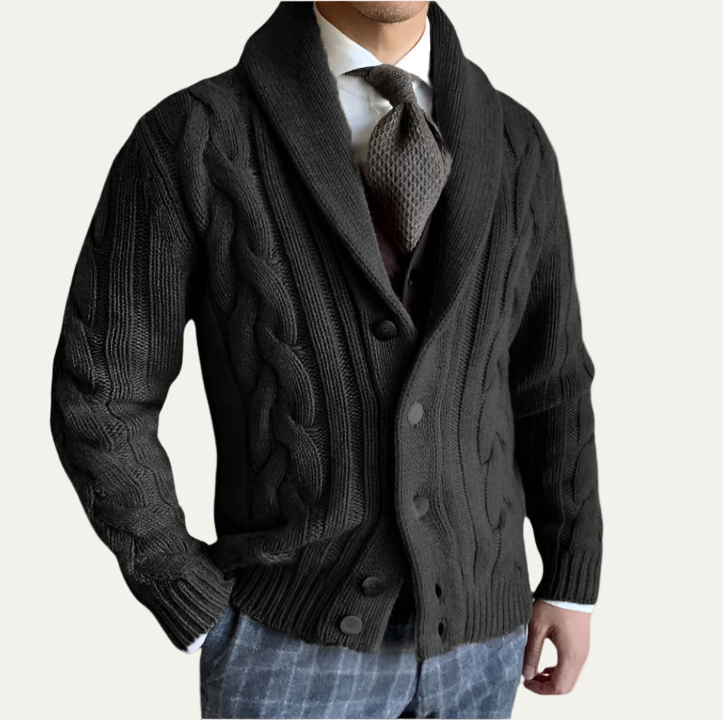 Men's Warm Crew Neck Knitted Cardigan - OutfitLondon