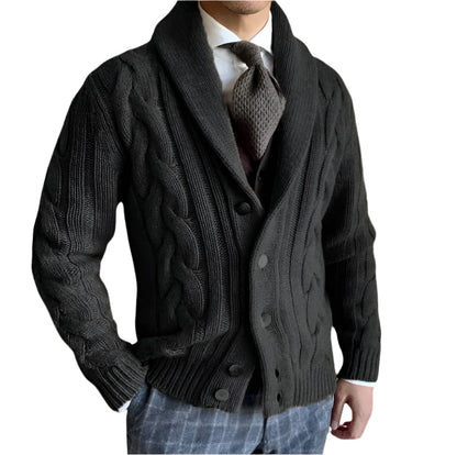 Warm Crew Neck Mens Cardigan Sweater