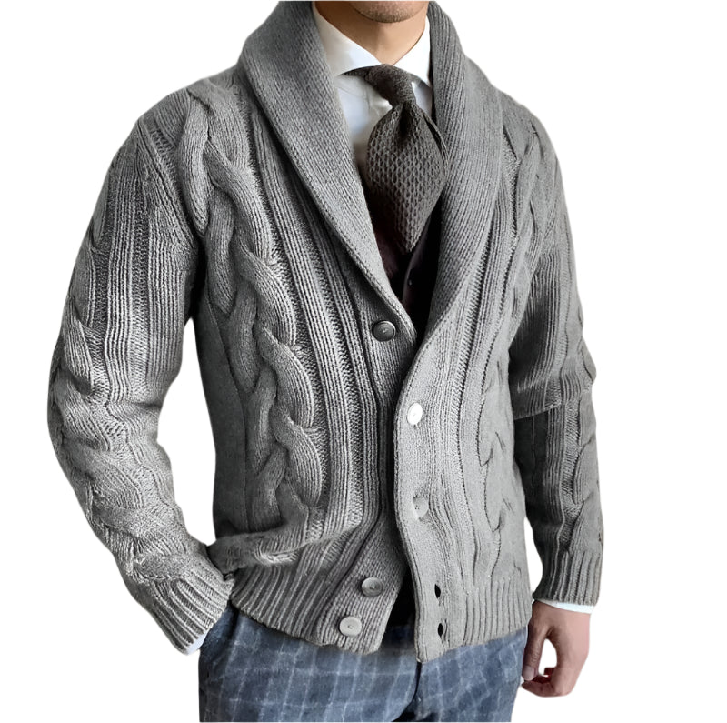 Warm Crew Neck Mens Cardigan Sweater
